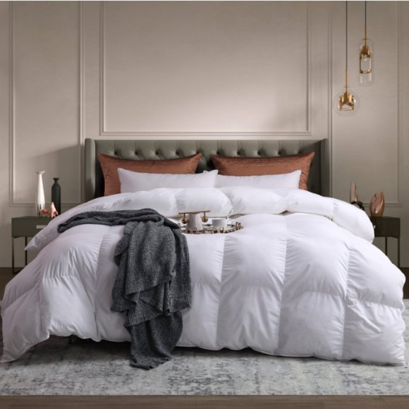 L LOVSOUL Bedding Goose Down Comforter Heavyweight Extra Warm Queen
